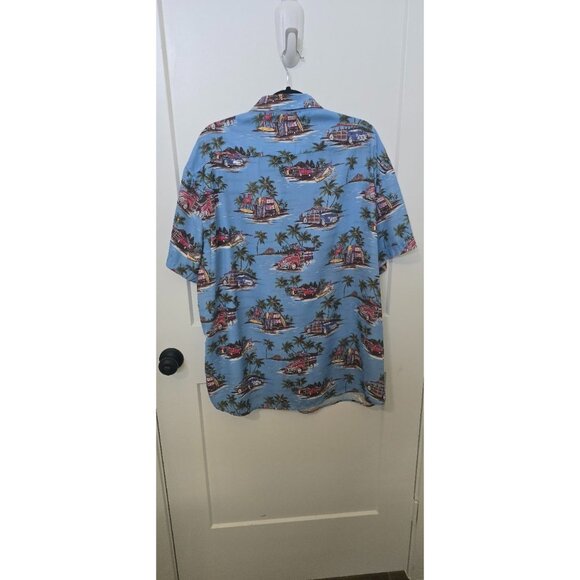 Mens Hawaiian Aloha Shirt 2XL Easy Care Button-Up Beach Scene - Picture 2 of 3